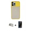 MARSİLYAN™- iPhone 13 Pro Max Kılıf Vadi Çizgi - Siyah 3D Antistatik Hayalet Cam Ekran Koruyucu + Rainbow Kamera Lens Koruma Cam - REGD