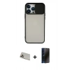 MARSİLYAN™- iPhone 13 Pro Max Kılıf Vadi Çizgi - Siyah 3D Antistatik Hayalet Cam Ekran Koruyucu + Rainbow Kamera Lens Koruma Cam - REGD
