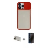 MARSİLYAN™- iPhone 13 Pro Max Kılıf Vadi Çizgi - Siyah 3D Antistatik Hayalet Cam Ekran Koruyucu + Rainbow Kamera Lens Koruma Cam - REGD