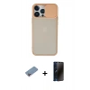 MARSİLYAN™- iPhone 13 Pro Max Kılıf Vadi Çizgi - Siyah 3D Antistatik Hayalet Cam Ekran Koruyucu + Shine Kamera Lens Koruma Cam - PE