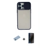 MARSİLYAN™- iPhone 13 Pro Max Kılıf Vadi Çizgi - Siyah 3D Antistatik Hayalet Cam Ekran Koruyucu + Shine Kamera Lens Koruma Cam - MI