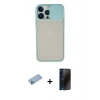 MARSİLYAN™- iPhone 13 Pro Max Kılıf Vadi Çizgi - Siyah 3D Antistatik Hayalet Cam Ekran Koruyucu + Shine Kamera Lens Koruma Cam - MI