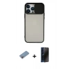 MARSİLYAN™- iPhone 13 Pro Max Kılıf Vadi Çizgi - Siyah 3D Antistatik Hayalet Cam Ekran Koruyucu + Shine Kamera Lens Koruma Cam - PE