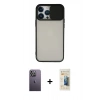 MARSİLYAN™- iPhone 13 Pro Max Kılıf Vadi Çizgi - Siyah 6D Mat Seramik Hayalet Nano Ekran Koruyucu + Neon Fosforlu Kamera Lens - BZ