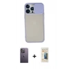 MARSİLYAN™- iPhone 13 Pro Max Kılıf Vadi Çizgi - Siyah 6D Mat Seramik Hayalet Nano Ekran Koruyucu + Neon Fosforlu Kamera Lens - BZ