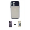 MARSİLYAN™- iPhone 13 Pro Max Kılıf Vadi Çizgi - Siyah 6D Mat Seramik Hayalet Nano Ekran Koruyucu + Neon Fosforlu Kamera Lens - BZ
