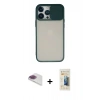 MARSİLYAN™- iPhone 13 Pro Max Kılıf Vadi Çizgi - Siyah 6D Mat Seramik Hayalet Nano Ekran Koruyucu + Pers Alüminyum Kamera Lens - GI