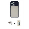 MARSİLYAN™- iPhone 13 Pro Max Kılıf Vadi Çizgi - Siyah 6D Mat Seramik Hayalet Nano Ekran Koruyucu + Pers Alüminyum Kamera Lens - GD