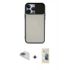 MARSİLYAN™- iPhone 13 Pro Max Kılıf Vadi Çizgi - Siyah 6D Mat Seramik Hayalet Nano Ekran Koruyucu + Pers Alüminyum Kamera Lens - GD