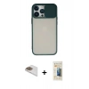 MARSİLYAN™- iPhone 13 Pro Max Kılıf Vadi Çizgi - Siyah 6D Mat Seramik Hayalet Nano Ekran Koruyucu + Pers Alüminyum Kamera Lens - GD