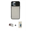 MARSİLYAN™- iPhone 13 Pro Max Kılıf Vadi Çizgi - Siyah 6D Mat Seramik Hayalet Nano Ekran Koruyucu + Kırmızı Rainbow Kamera Lens Koruma Cam