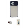 MARSİLYAN™- iPhone 13 Pro Max Kılıf Vadi Çizgi - Siyah 6D Mat Seramik Hayalet Nano Ekran Koruyucu + Kırmızı Rainbow Kamera Lens Koruma Cam