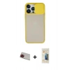 MARSİLYAN™- iPhone 13 Pro Max Kılıf Vadi Çizgi - Siyah 6D Mat Seramik Hayalet Nano Ekran Koruyucu + Kırmızı Rainbow Kamera Lens Koruma Cam