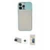 MARSİLYAN™- iPhone 13 Pro Max Kılıf Vadi Çizgi - Siyah 6D Mat Seramik Hayalet Nano Ekran Koruyucu + Kırmızı Rainbow Kamera Lens Koruma Cam