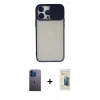 MARSİLYAN™- iPhone 13 Pro Max Kılıf Vadi Çizgi - Siyah 6D Mat Seramik Hayalet Nano Ekran Koruyucu + Neon Fosforlu Kamera Lens - MI