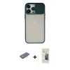 MARSİLYAN™- iPhone 13 Pro Max Kılıf Vadi Çizgi - Siyah 6D Mat Seramik Hayalet Nano Ekran Koruyucu + Renkli Kamera Lens Koruma Cam - PE
