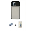 MARSİLYAN™- iPhone 13 Pro Max Kılıf Vadi Çizgi - Siyah 6D Mat Seramik Hayalet Nano Ekran Koruyucu + Shine Kamera Lens Koruma Cam - PE