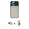 MARSİLYAN™- iPhone 13 Pro Max Kılıf Vadi Çizgi - Siyah 6D Mat Seramik Hayalet Nano Ekran Koruyucu + Rainbow Kamera Lens Koruma Cam - MI