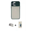 MARSİLYAN™- iPhone 13 Pro Max Kılıf Vadi Çizgi - Siyah 6D Mat Seramik Hayalet Nano Ekran Koruyucu + Rainbow Kamera Lens Koruma Cam - MR
