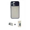 MARSİLYAN™- iPhone 13 Pro Max Kılıf Vadi Çizgi - Siyah 6D Mat Seramik Hayalet Nano Ekran Koruyucu + Rainbow Kamera Lens Koruma Cam - MI