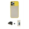 MARSİLYAN™- iPhone 13 Pro Max Kılıf Vadi Çizgi - Siyah 6D Mat Seramik Hayalet Nano Ekran Koruyucu + Raze Metal Kamera Lens - GD
