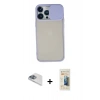 MARSİLYAN™- iPhone 13 Pro Max Kılıf Vadi Çizgi - Siyah 6D Mat Seramik Hayalet Nano Ekran Koruyucu + Pers Alüminyum Kamera Lens - SABE