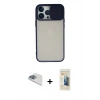 MARSİLYAN™- iPhone 13 Pro Max Kılıf Vadi Çizgi - Siyah 6D Mat Seramik Hayalet Nano Ekran Koruyucu + Pers Alüminyum Kamera Lens - SABE