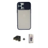MARSİLYAN™- iPhone 13 Pro Max Kılıf Vadi Çizgi - Siyah Bilvis 3D Cam Ekran Koruyucu + Raze Metal Kamera Lens - GD