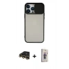MARSİLYAN™- iPhone 13 Pro Max Kılıf Vadi Çizgi - Siyah Bilvis 3D Cam Ekran Koruyucu + Raze Metal Kamera Lens - GD