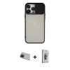MARSİLYAN™- iPhone 13 Pro Max Kılıf Vadi Çizgi - Siyah Bilvis 3D Cam Ekran Koruyucu + Rainbow Kamera Lens Koruma Cam - KI