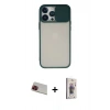 MARSİLYAN™- iPhone 13 Pro Max Kılıf Vadi Çizgi - Siyah Bilvis 3D Cam Ekran Koruyucu + Rainbow Kamera Lens Koruma Cam - KI