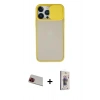 MARSİLYAN™- iPhone 13 Pro Max Kılıf Vadi Çizgi - Siyah Bilvis 3D Cam Ekran Koruyucu + Rainbow Kamera Lens Koruma Cam - KI