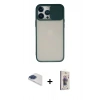 MARSİLYAN™- iPhone 13 Pro Max Kılıf Vadi Çizgi - Siyah Bilvis 3D Cam Ekran Koruyucu + Pers Alüminyum Kamera Lens - LT