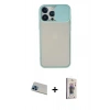 MARSİLYAN™- iPhone 13 Pro Max Kılıf Vadi Çizgi - Siyah Bilvis 3D Cam Ekran Koruyucu + Rainbow Kamera Lens Koruma Cam - MI
