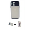 MARSİLYAN™- iPhone 13 Pro Max Kılıf Vadi Çizgi - Siyah Bilvis 3D Cam Ekran Koruyucu + Rainbow Kamera Lens Koruma Cam - MI