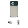 MARSİLYAN™- iPhone 13 Pro Max Kılıf Vadi Çizgi - Siyah Bilvis 3D Cam Ekran Koruyucu + Rainbow Kamera Lens Koruma Cam - MI