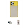 MARSİLYAN™- iPhone 13 Pro Max Kılıf Vadi Çizgi - Siyah Bilvis 3D Cam Ekran Koruyucu + Rainbow Kamera Lens Koruma Cam - MI
