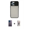 MARSİLYAN™- iPhone 13 Pro Max Kılıf Vadi Çizgi - Siyah Bilvis 3D Cam Ekran Koruyucu + Neon Fosforlu Kamera Lens - MI