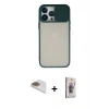 MARSİLYAN™- iPhone 13 Pro Max Kılıf Vadi Çizgi - Siyah Bilvis 3D Cam Ekran Koruyucu + Pers Alüminyum Kamera Lens - GD
