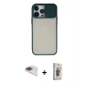 MARSİLYAN™- iPhone 13 Pro Max Kılıf Vadi Çizgi - Siyah Bilvis 3D Cam Ekran Koruyucu + Pers Alüminyum Kamera Lens - GI