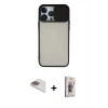 MARSİLYAN™- iPhone 13 Pro Max Kılıf Vadi Çizgi - Siyah Bilvis 3D Cam Ekran Koruyucu + Pers Alüminyum Kamera Lens - GD