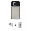 MARSİLYAN™- iPhone 13 Pro Max Kılıf Vadi Çizgi - Siyah Bilvis 3D Cam Ekran Koruyucu + Pers Alüminyum Kamera Lens - GI