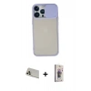 MARSİLYAN™- iPhone 13 Pro Max Kılıf Vadi Çizgi - Siyah Bilvis 3D Cam Ekran Koruyucu + Rose Gold Rainbow Kamera Lens Koruma Cam