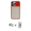 MARSİLYAN™- iPhone 13 Pro Max Kılıf Vadi Çizgi - Siyah Bilvis 3D Cam Ekran Koruyucu + Rose Gold Rainbow Kamera Lens Koruma Cam