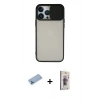 MARSİLYAN™- iPhone 13 Pro Max Kılıf Vadi Çizgi - Siyah Bilvis 3D Cam Ekran Koruyucu + Shine Kamera Lens Koruma Cam - MI