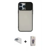 MARSİLYAN™- iPhone 13 Pro Max Kılıf Vadi Çizgi - Siyah Bilvis 3D Cam Ekran Koruyucu + Sierra Blue Pers Alüminyum Kamera Lens