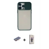 MARSİLYAN™- iPhone 13 Pro Max Kılıf Vadi Çizgi - Siyah Bilvis 3D Cam Ekran Koruyucu + Renkli Kamera Lens Koruma Cam - TU