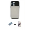MARSİLYAN™- iPhone 13 Pro Max Kılıf Vadi Çizgi - Siyah Bilvis 3D Mat Cam Ekran Koruyucu + Gökkuşağı Shine Kamera Lens Koruma Cam