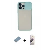 MARSİLYAN™- iPhone 13 Pro Max Kılıf Vadi Çizgi - Siyah Bilvis 3D Mat Cam Ekran Koruyucu + Gökkuşağı Shine Kamera Lens Koruma Cam