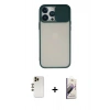 MARSİLYAN™- iPhone 13 Pro Max Kılıf Vadi Çizgi - Siyah Bilvis 3D Mat Cam Ekran Koruyucu + Shine Kamera Lens - GD